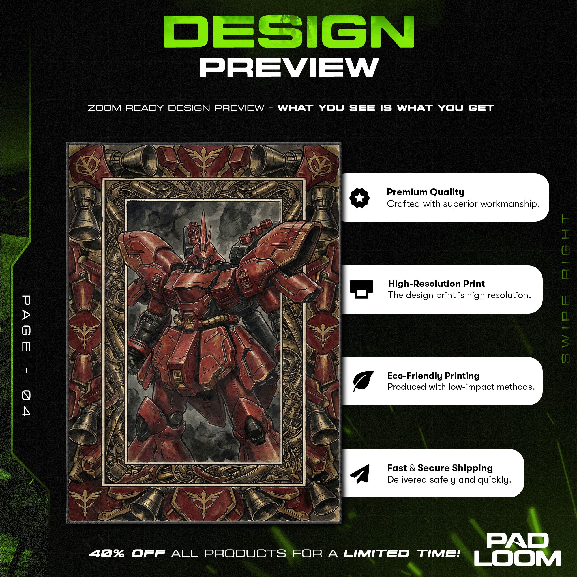 Sazabi Neo Zeon Commander Mobile Suit Chair rug — main product view