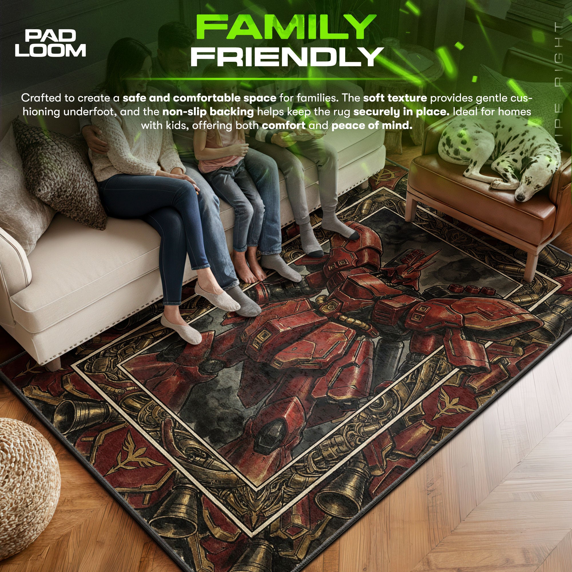 Chair character design printed on rug