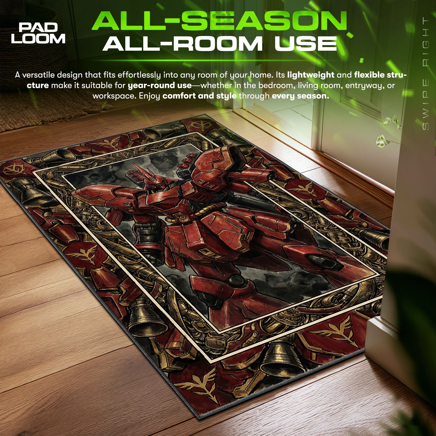 Detailed close-up of Sazabi rug pattern