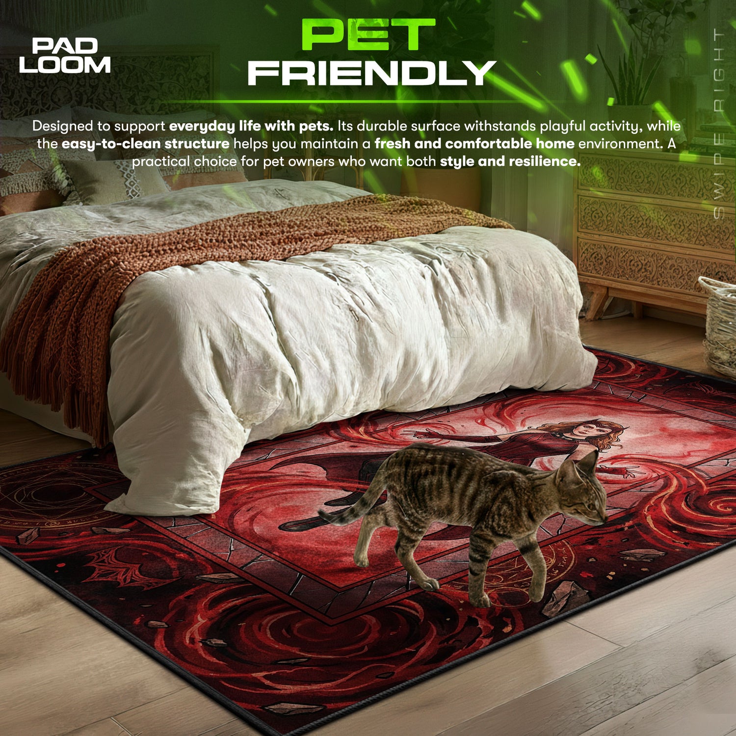 Teppich mit Chaosmagie der Scharlachroten Hexe – Marvel Rivalen Stuhlunterlage