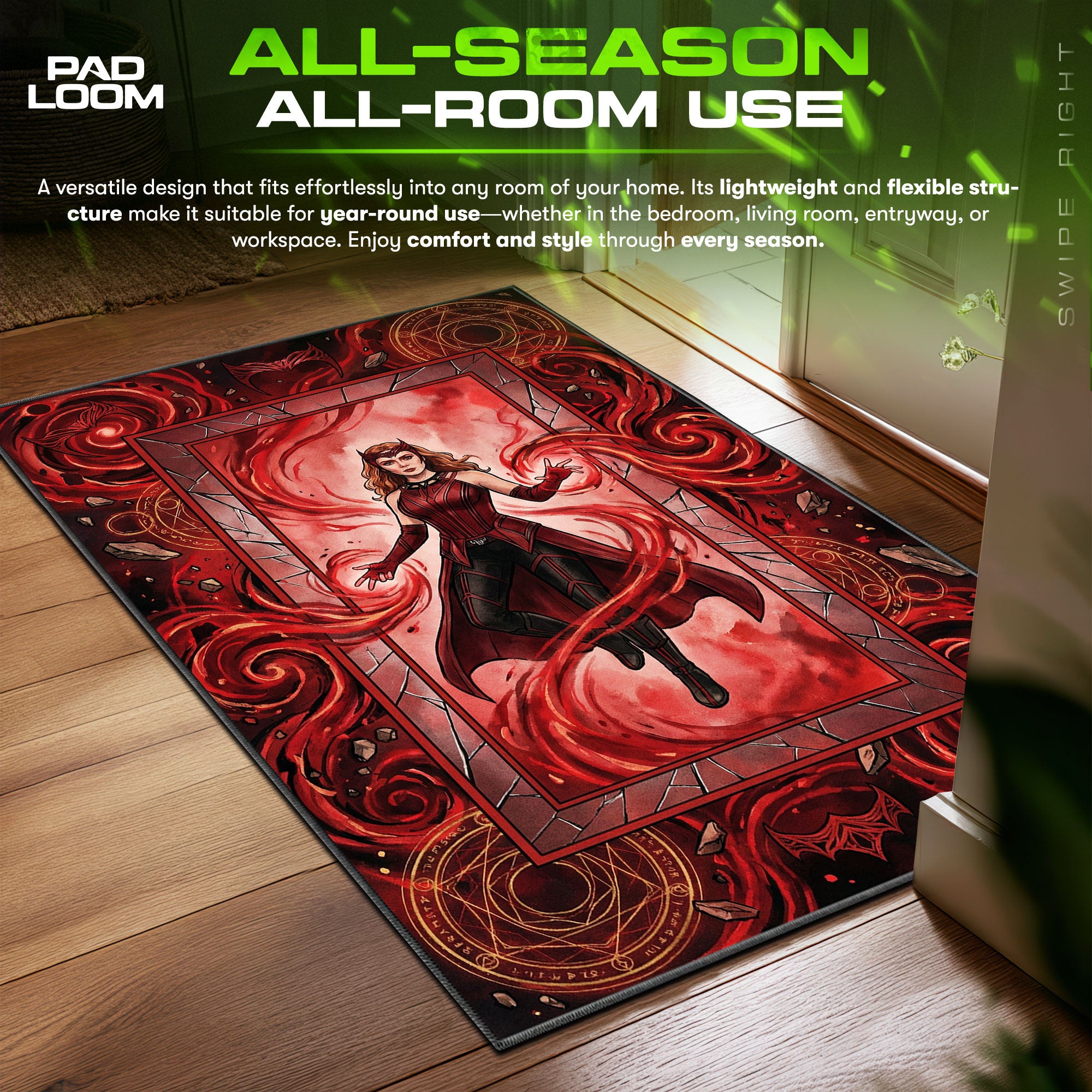 Teppich mit Chaosmagie der Scharlachroten Hexe – Marvel Rivalen Stuhlunterlage