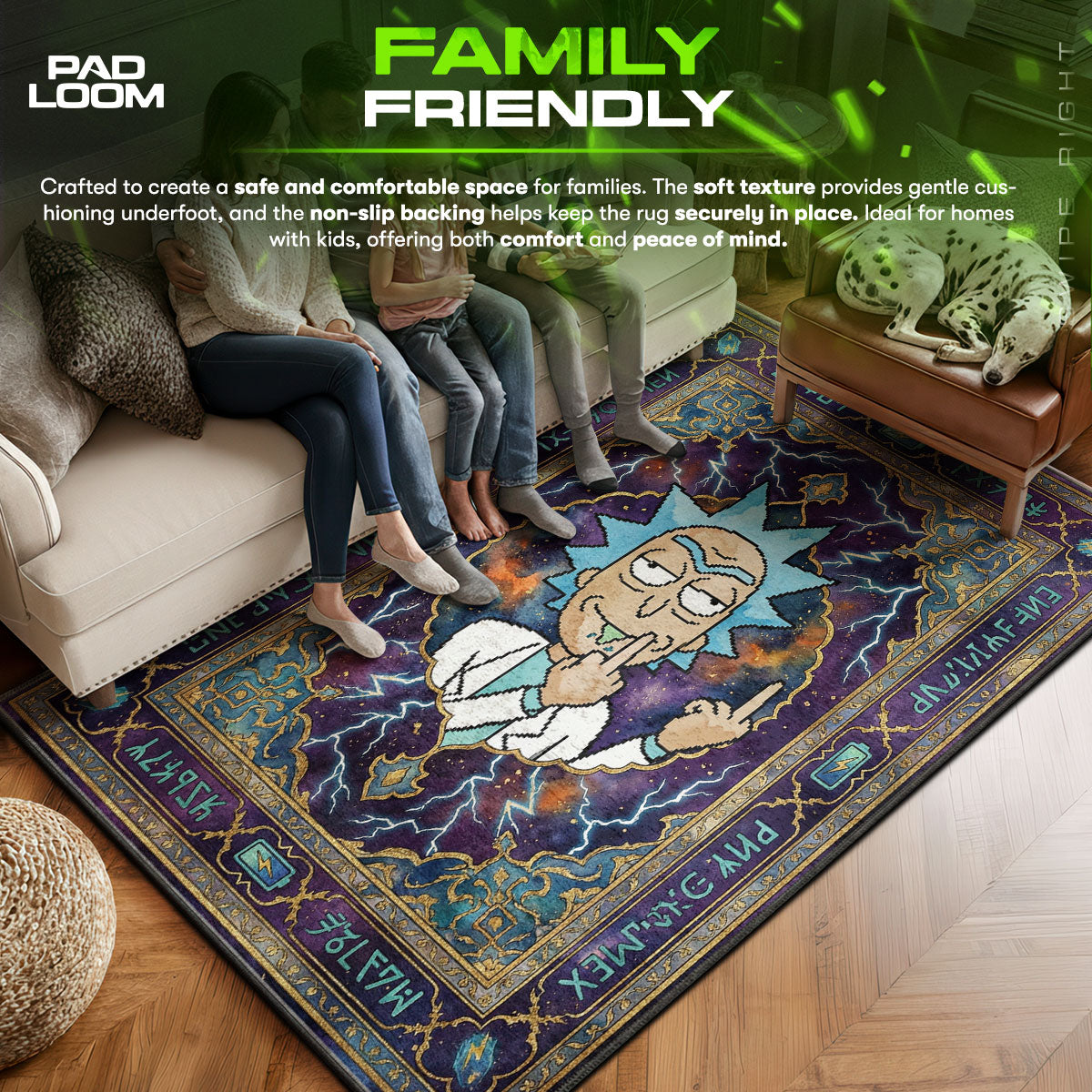 Area character design printed on rug