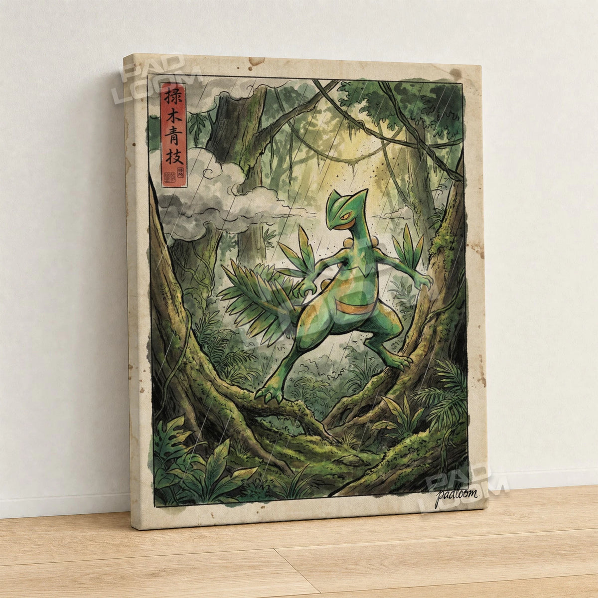 Sceptile Jungle Pokemon canvas wall art - gallery-wrapped canvas print, side view