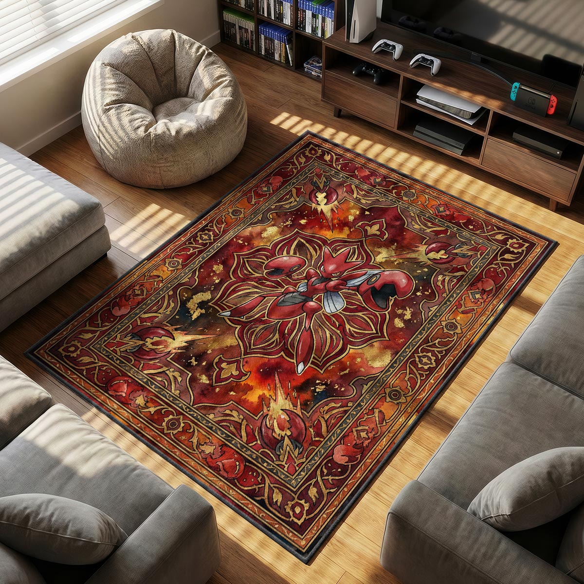 Arcanine Majestic themed area rug for Pokemon fans