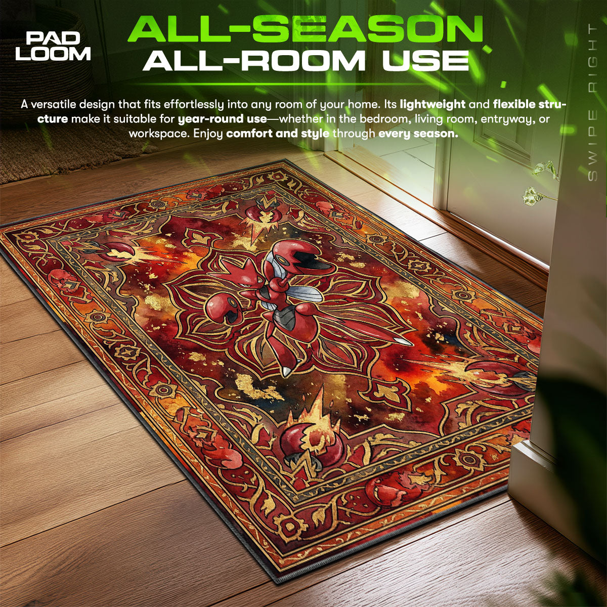 Arcanine Majestic Flame Chair fan rug — premium quality print