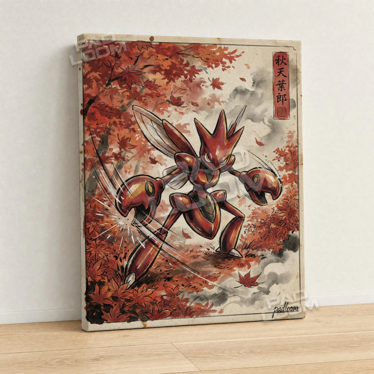 Scizor Maple Pokemon canvas wall art - gallery-wrapped canvas print, side view