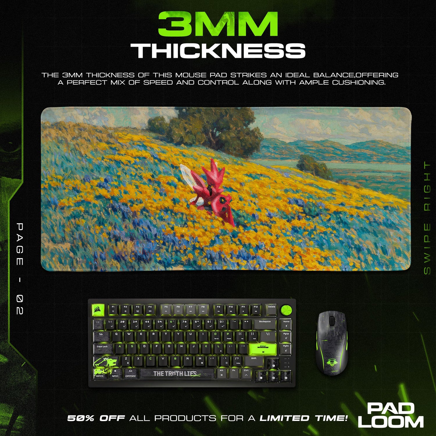 Scizor Meadow Mouse Pad, Pokémon Impressionist Desk Mat Padloom