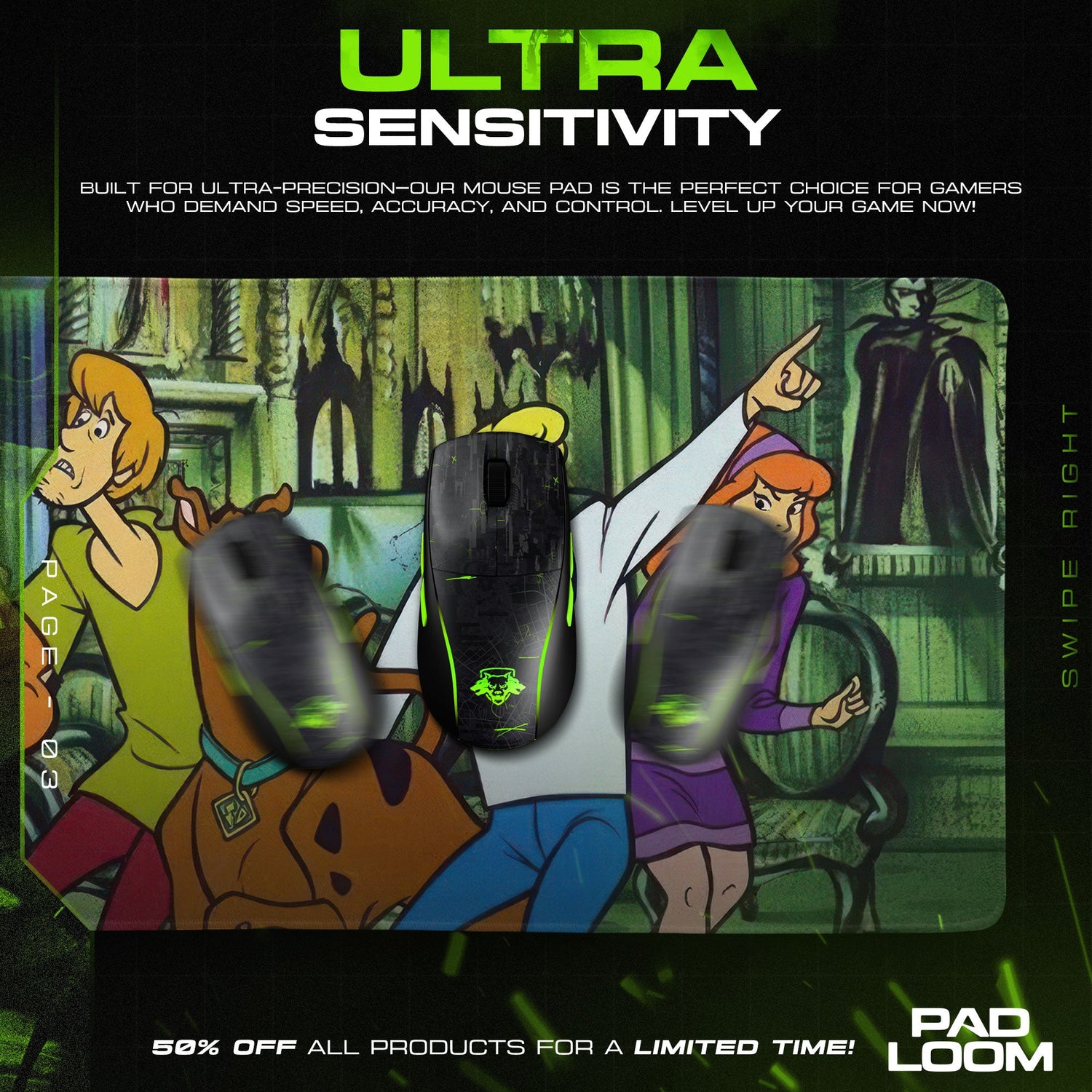 Scooby-Doo Mouse Pad, Haunted Mansion Cartoon Desk Mat Padloom