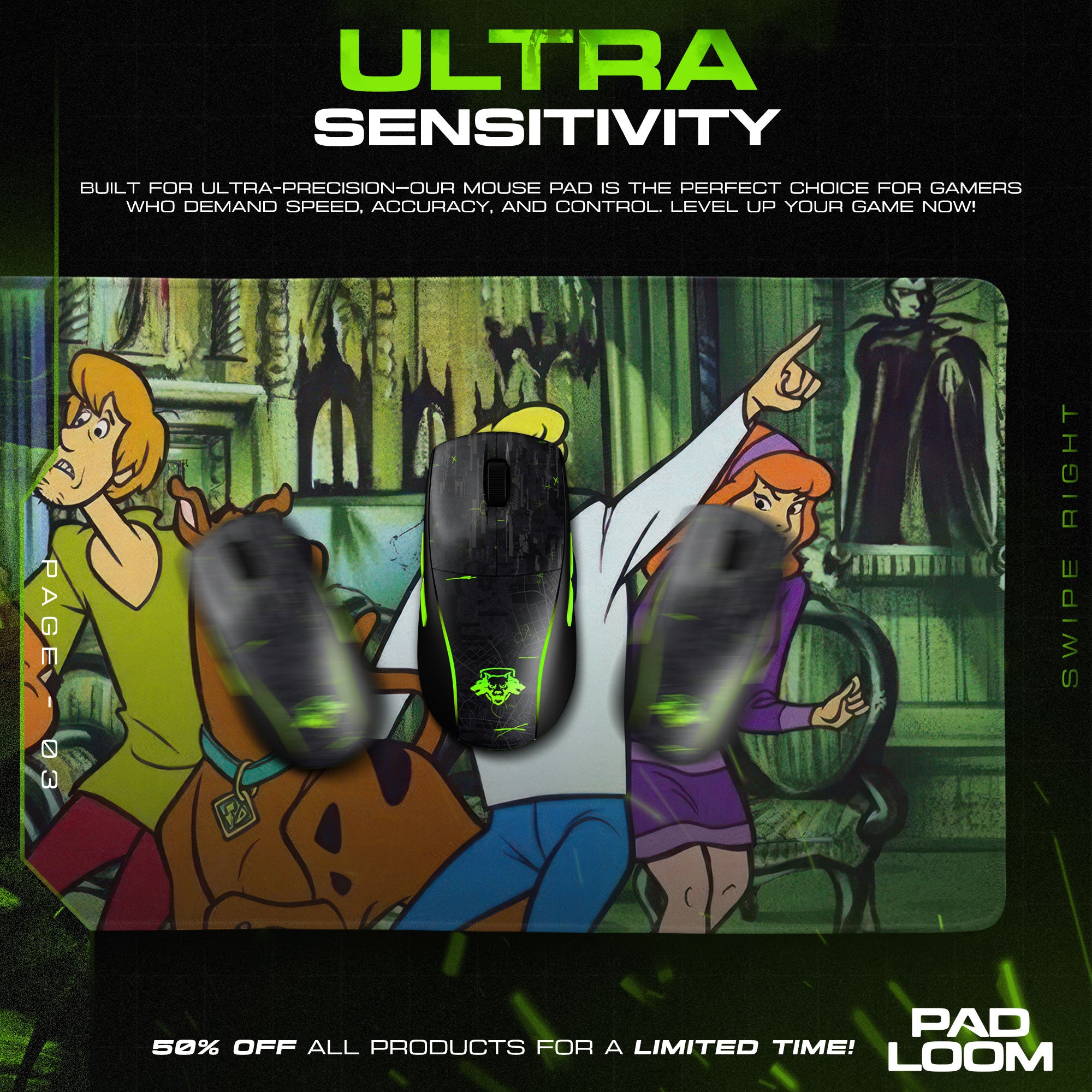 Scooby-Doo Mouse Pad, Haunted Mansion Cartoon Desk Mat