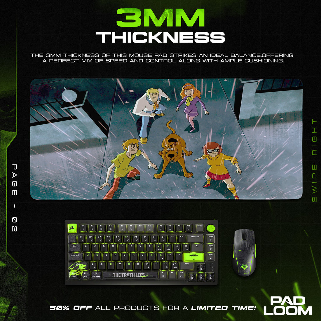 Scooby-Doo Mouse Pad, Mystery Gang Chase Cartoon Desk Mat