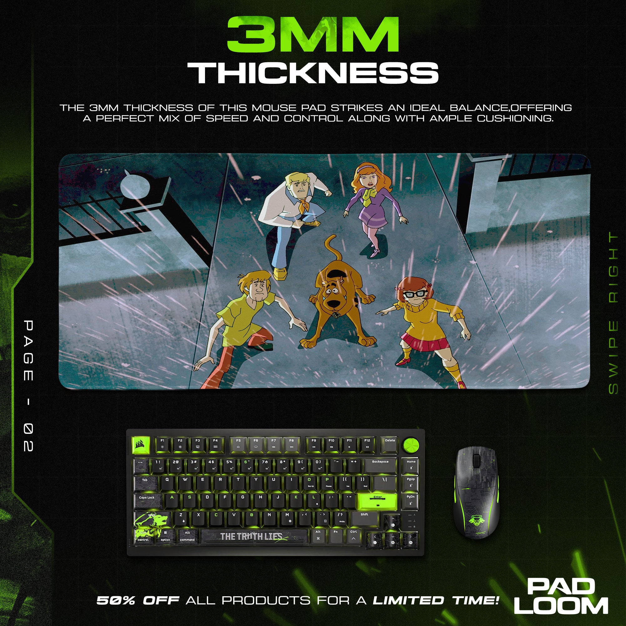 Scooby-Doo Mouse Pad, Mystery Gang Chase Cartoon Desk Mat