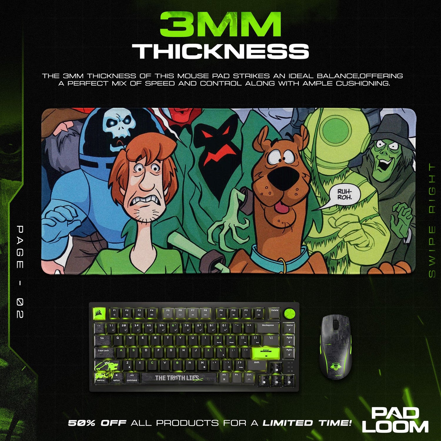 Scooby-Doo Mouse Pad, Shaggy & Monsters Cartoon Desk Mat Padloom