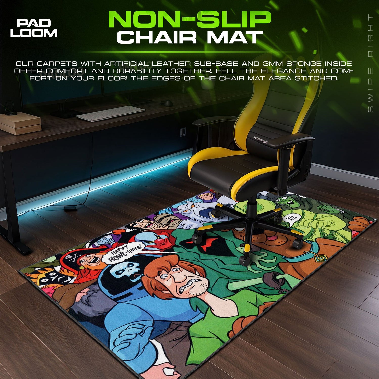 Scooby-Doo Mouse Pad, Shaggy & Monsters Cartoon Desk Mat Padloom