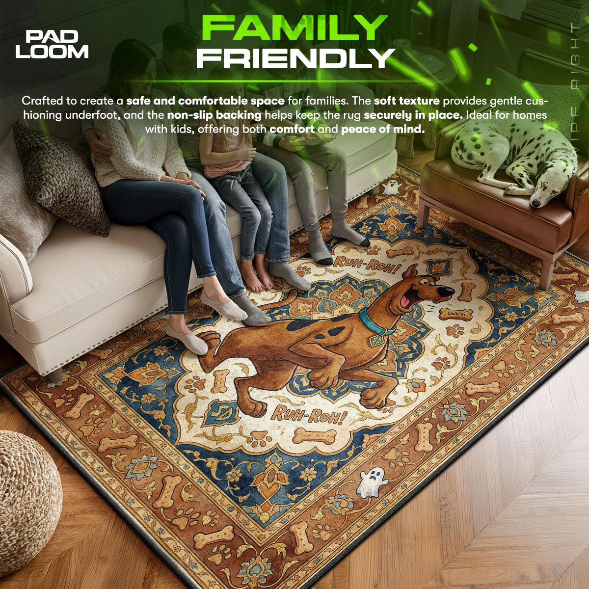 Area character design printed on rug