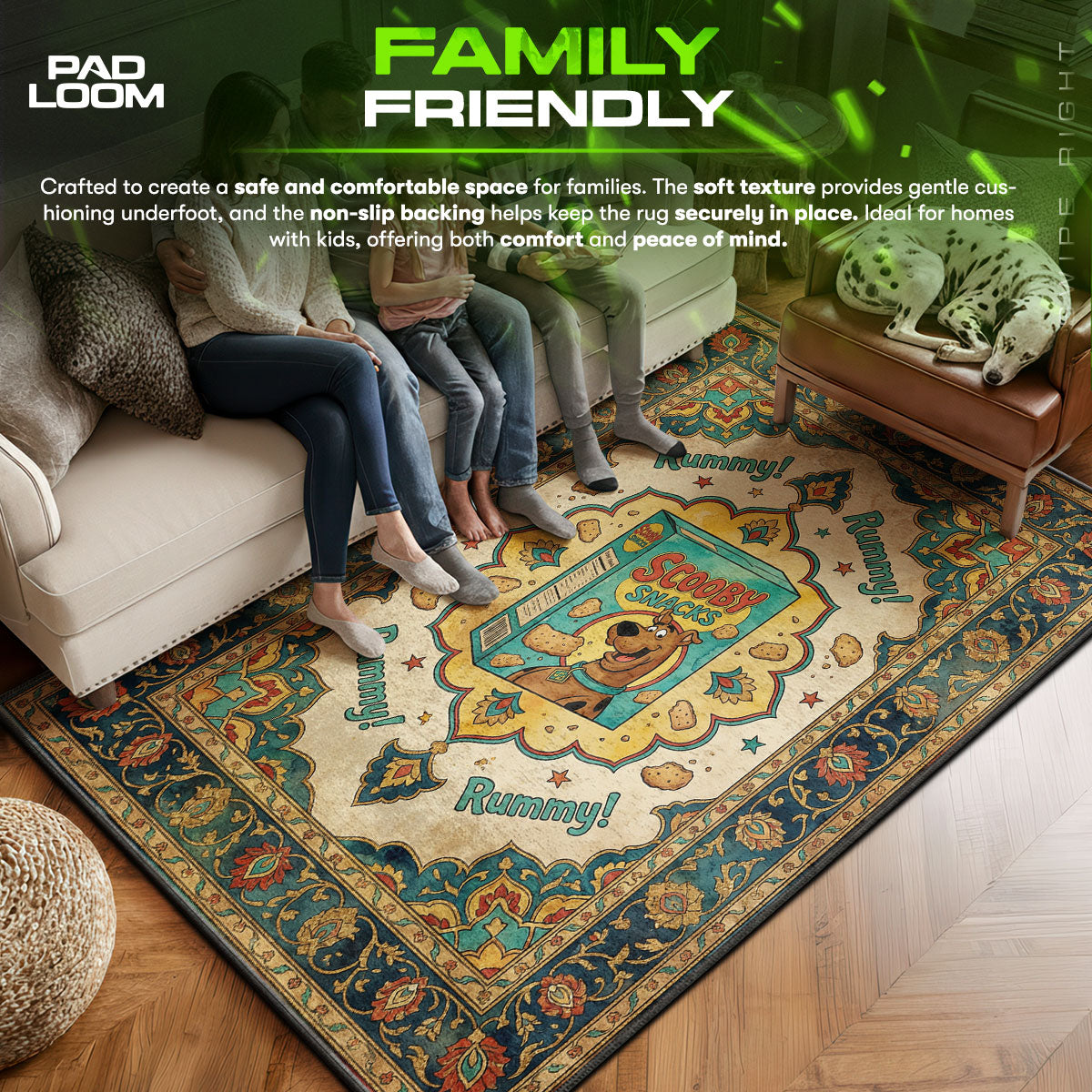Area character design printed on rug