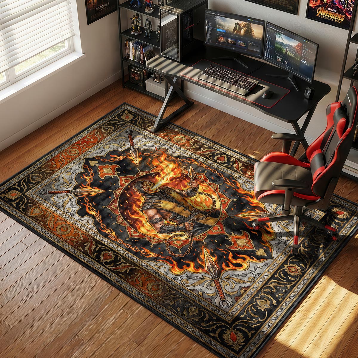 Scorpion Hellfire Portrait Rug - Mortal Kombat Chair Mat