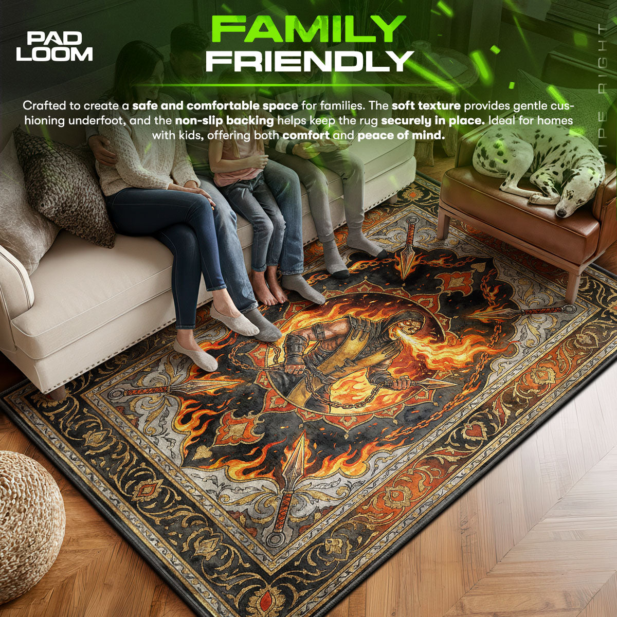 Scorpion Hellfire Portrait Rug - Mortal Kombat Chair Mat