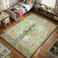 Scrump rag doll Lilo and Stitch area rug with buttons and stitches on mint pink pastel tapestry