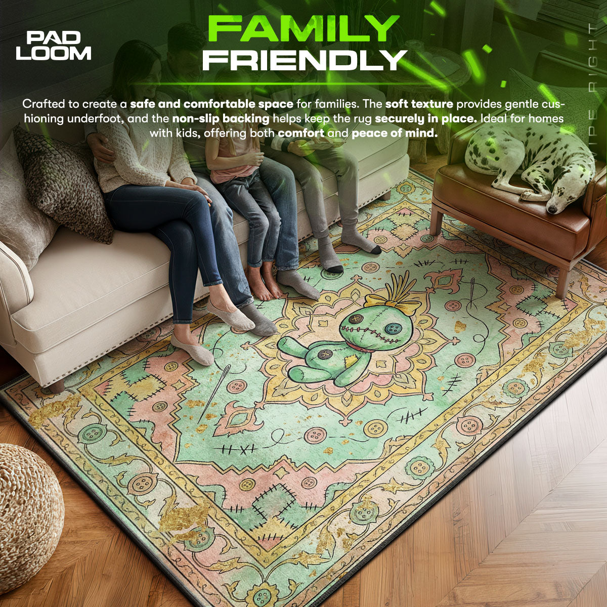 Area character design printed on rug