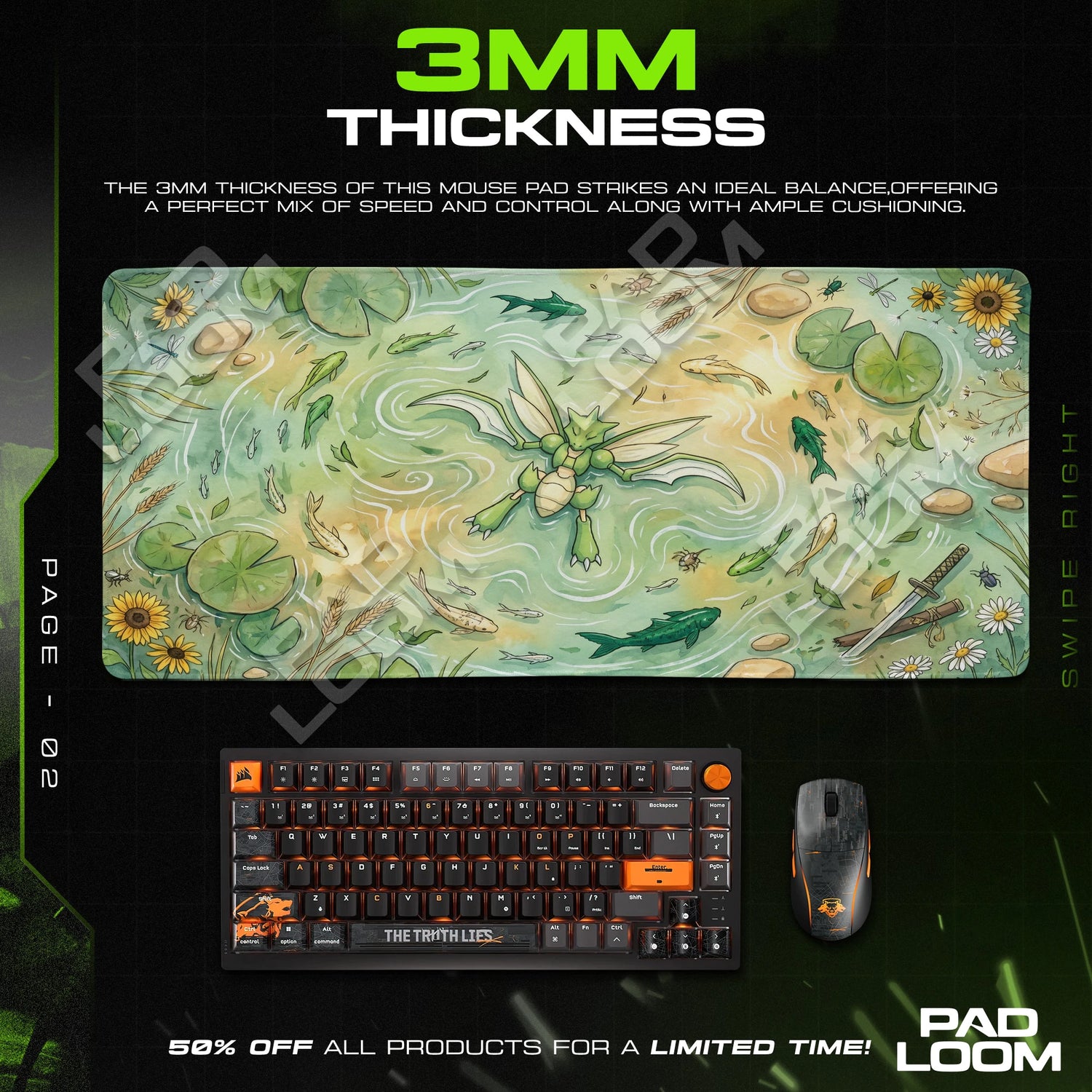 Scyther Meadow Pond Mouse Pad - Pokemon Desk Mat