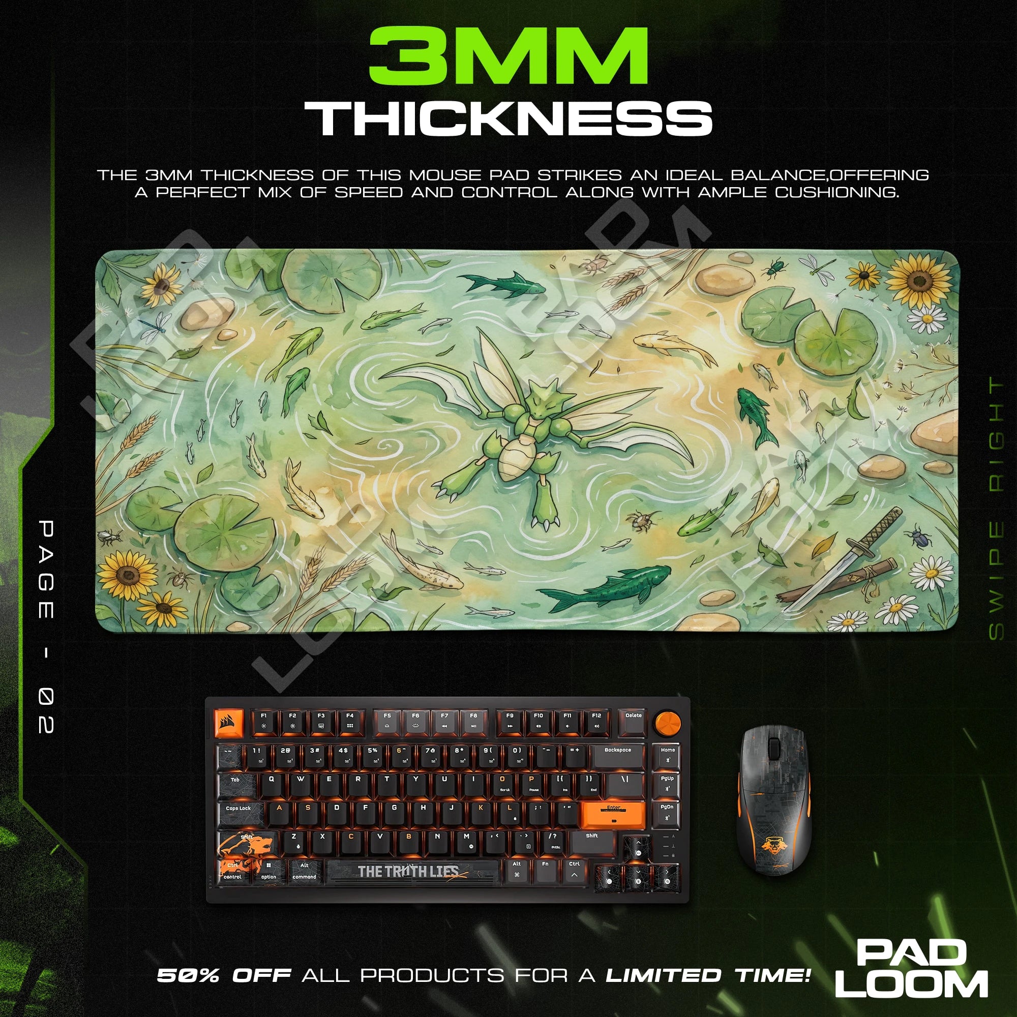Scyther Meadow Pond Mouse Pad - Pokemon Desk Mat