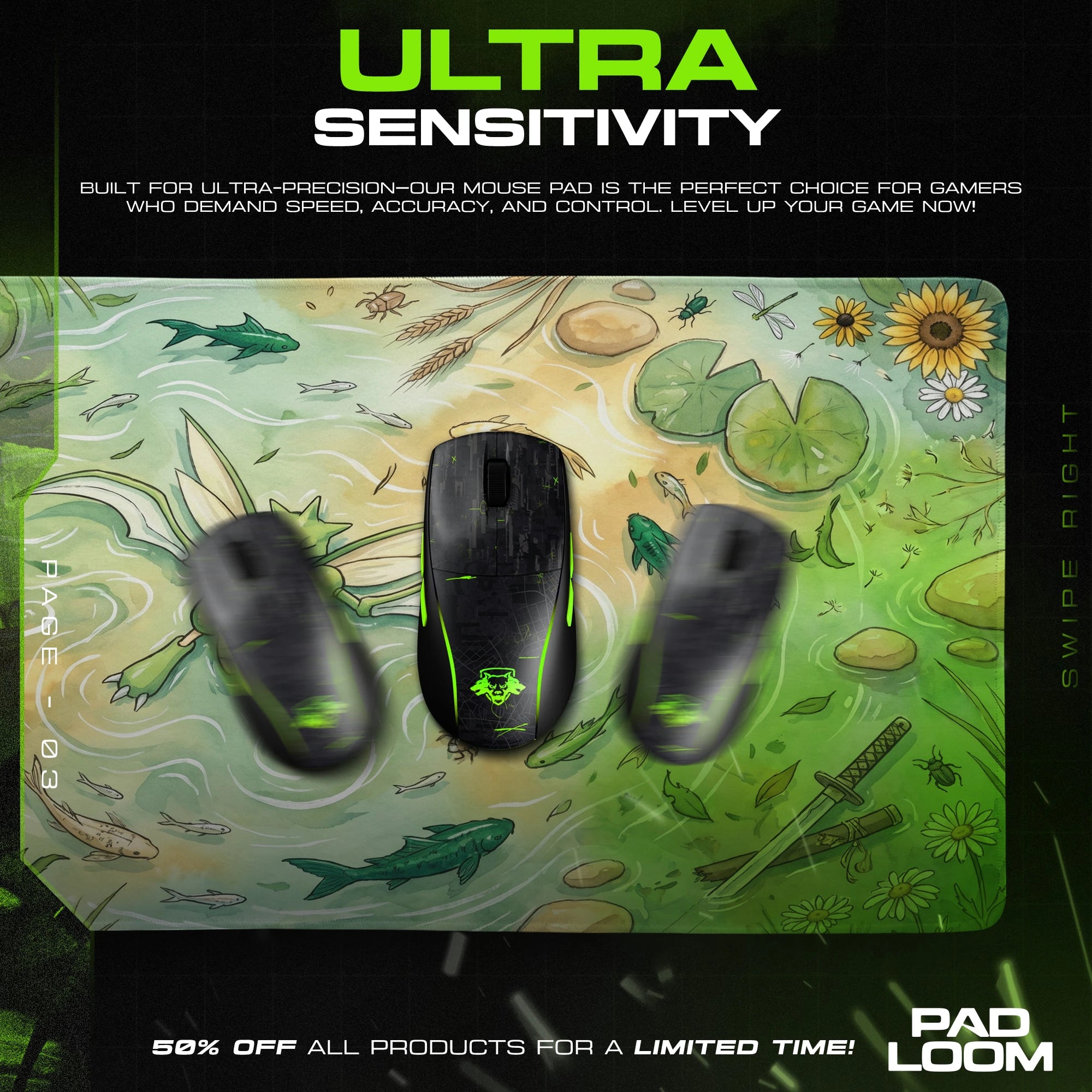 Scyther Meadow Pond Mouse Pad - Pokemon Desk Mat
