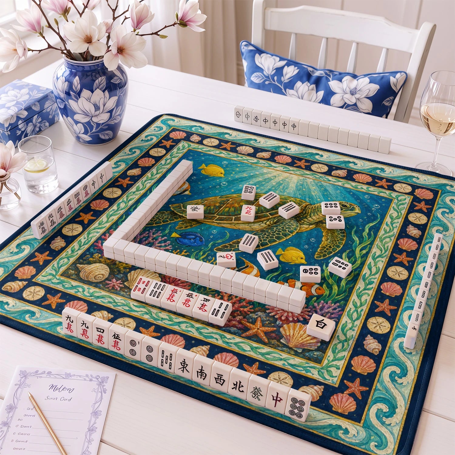 Sea Turtle mahjong mat – M (60x60 cm) and L (81x81 cm) sizes