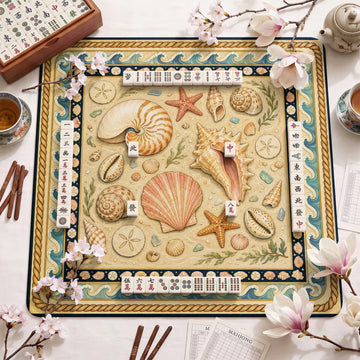 Seashell Coastal Mahjong Mat – neoprene mah jongg table mat