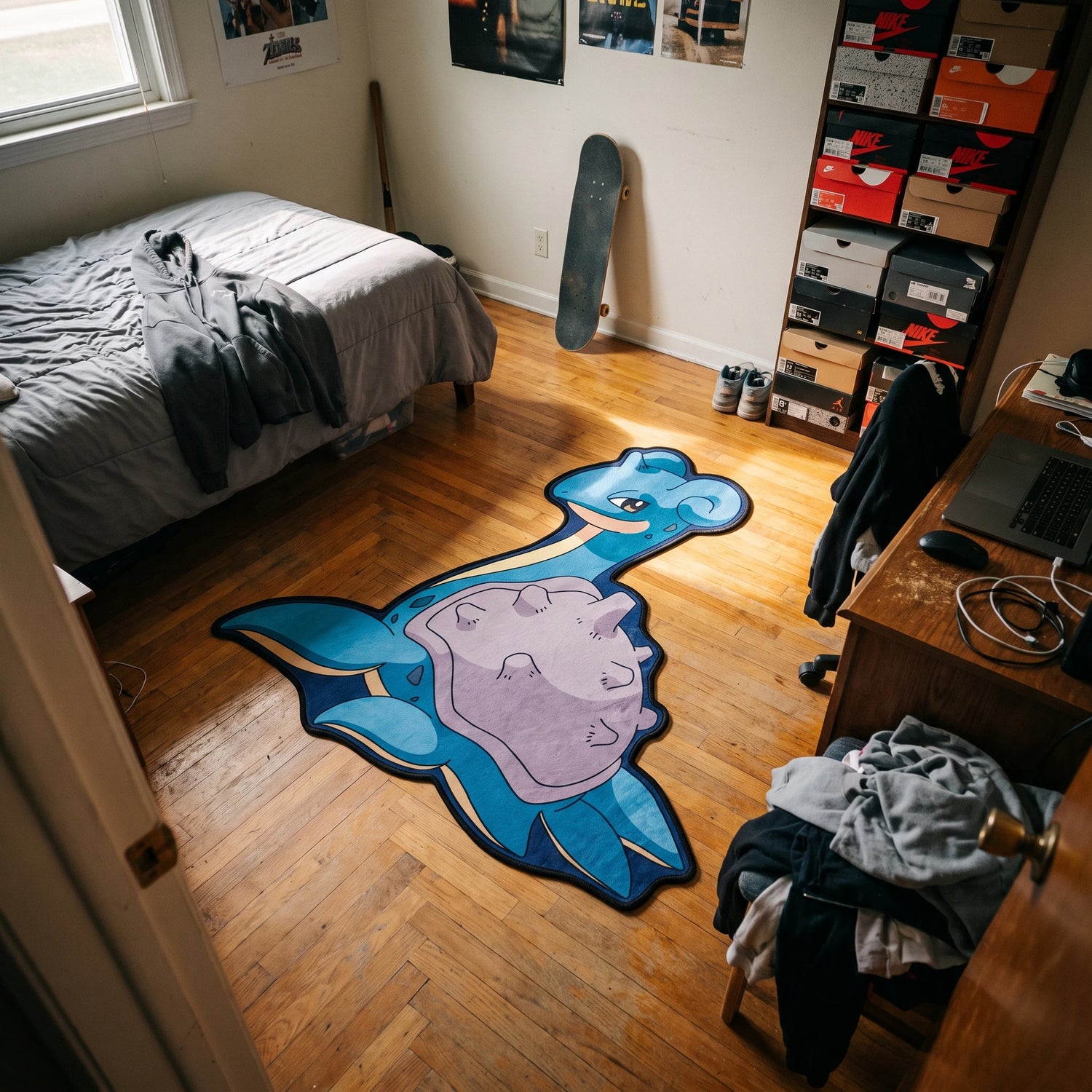 Seated Lapras Rug - Shaped Anime Area Rug