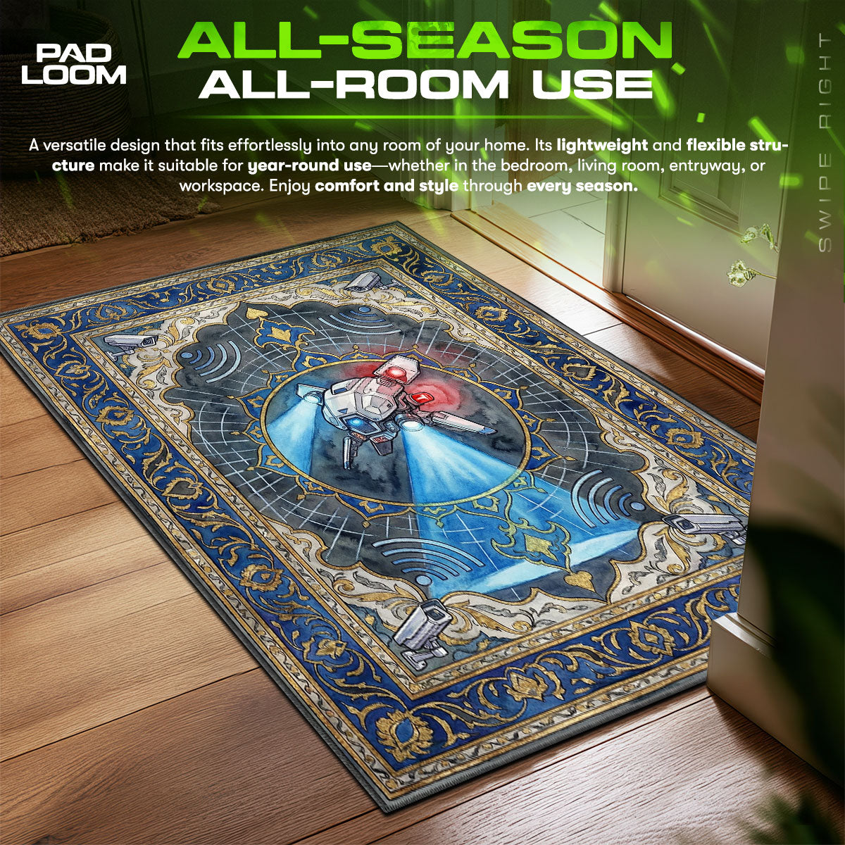 Sentinel Drone Scan Stray Chair fan rug — premium quality print