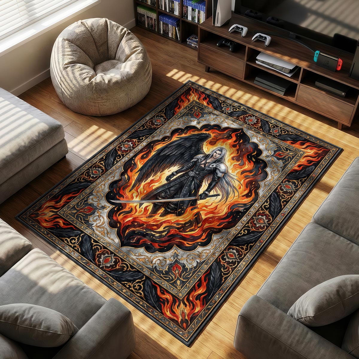 Sephiroth Einflügeliger Engel Teppich - Final Fantasy VII Stuhlunterlage