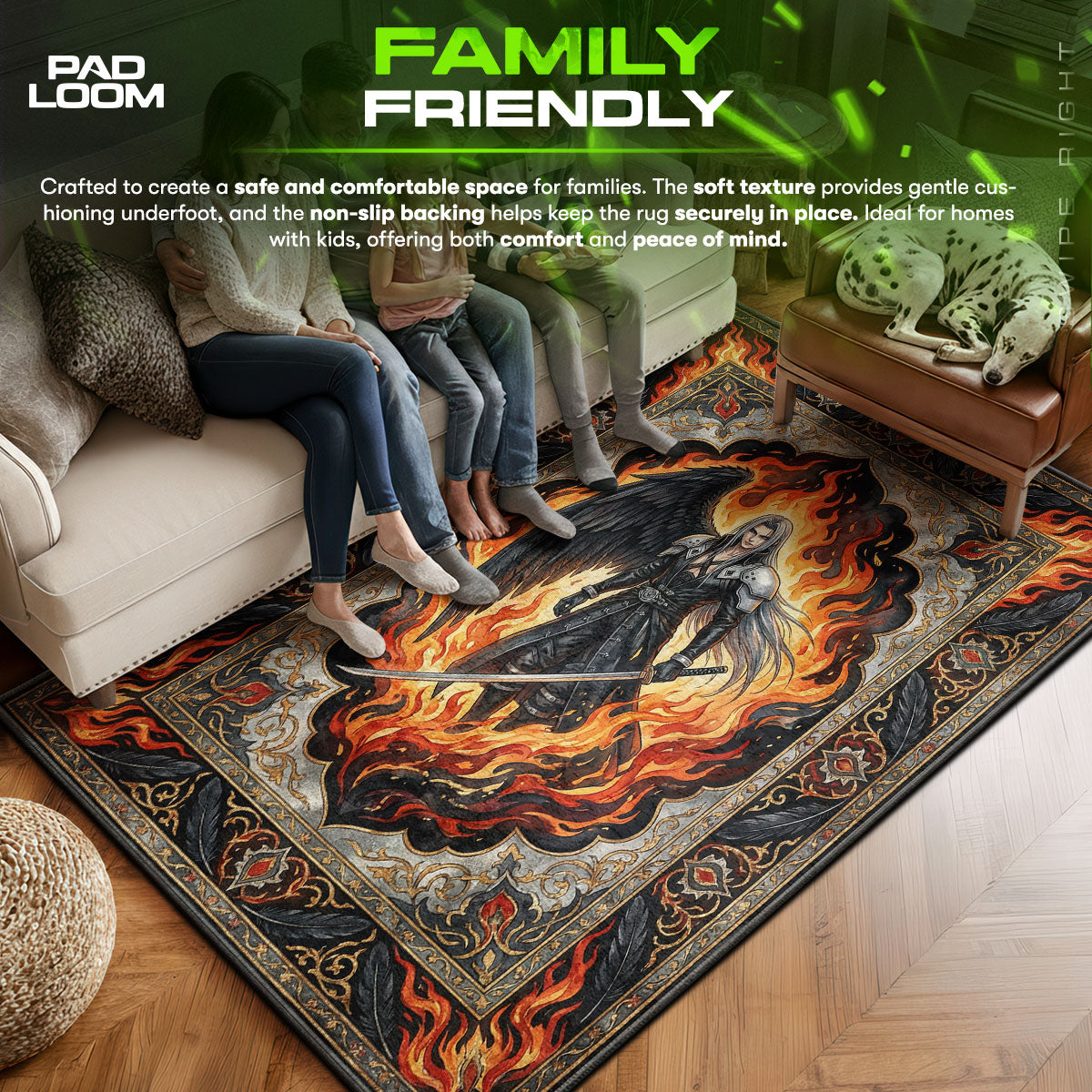 Sephiroth Einflügeliger Engel Teppich - Final Fantasy VII Stuhlunterlage