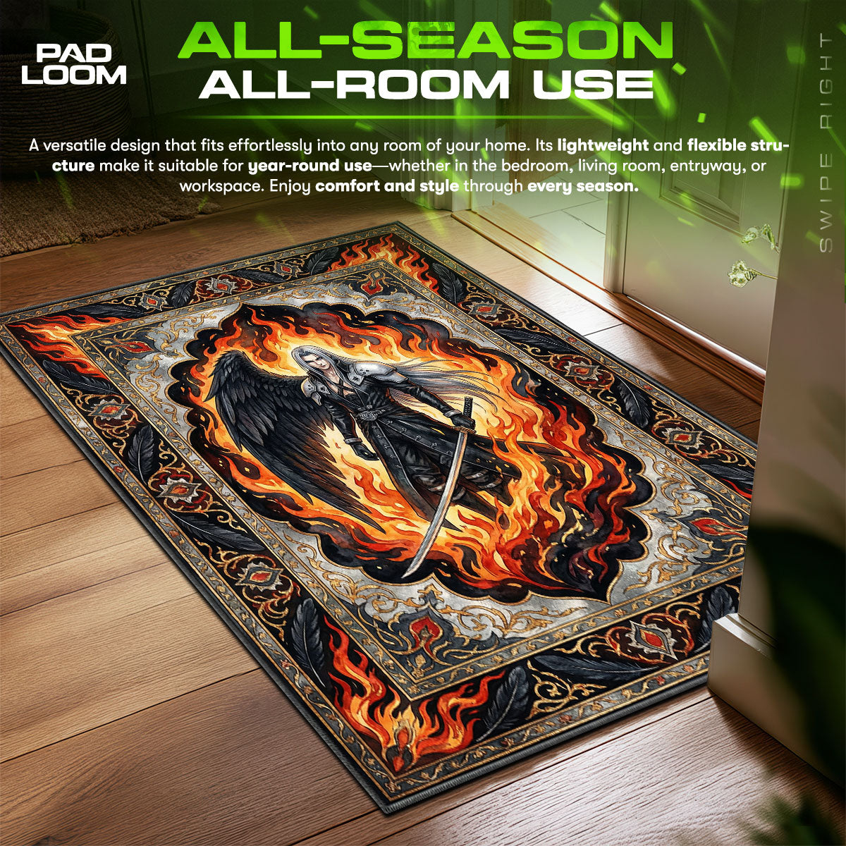 Sephiroth Einflügeliger Engel Teppich - Final Fantasy VII Stuhlunterlage