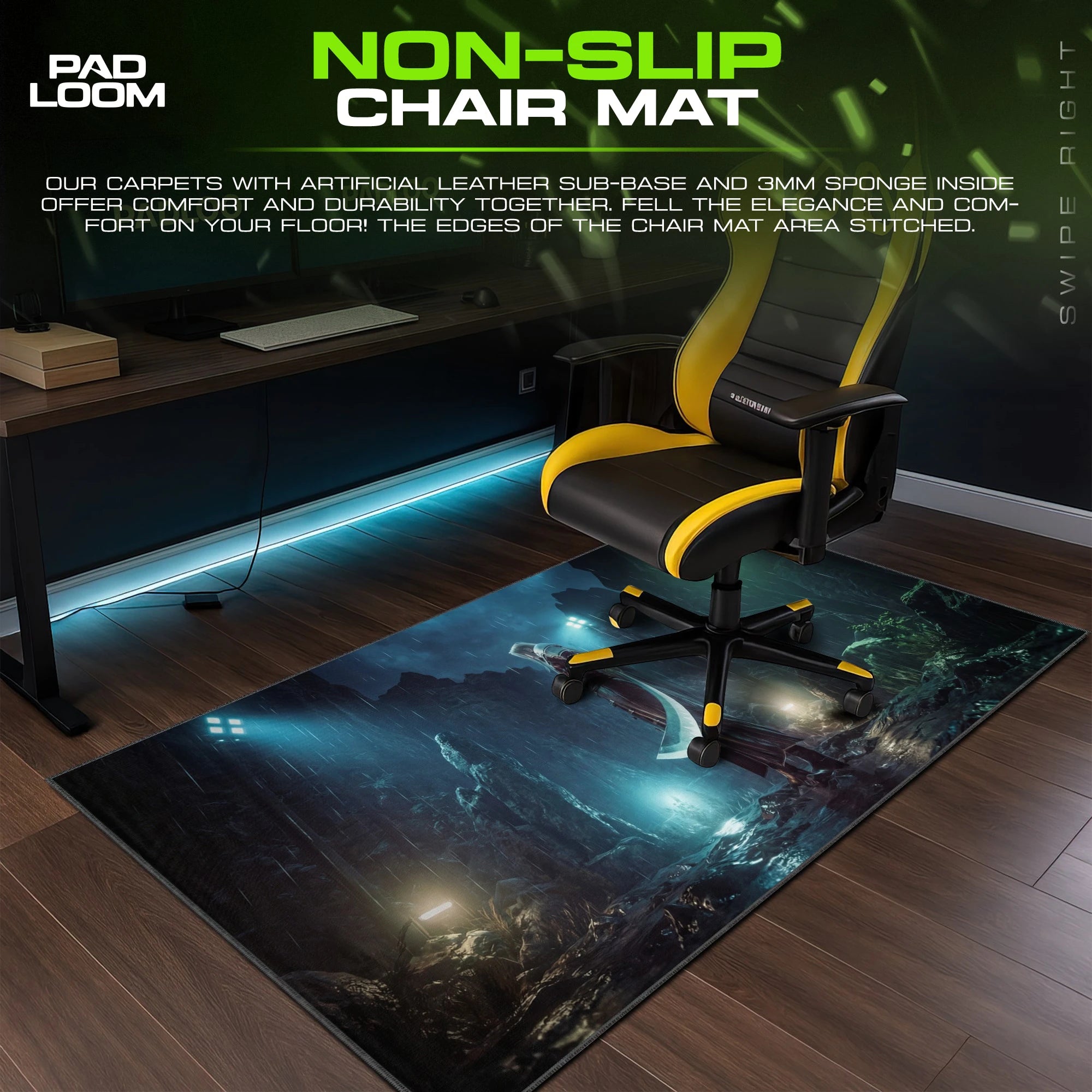 Sephiroth Rainfall – stitched-edge, non-slip mouse pad detail