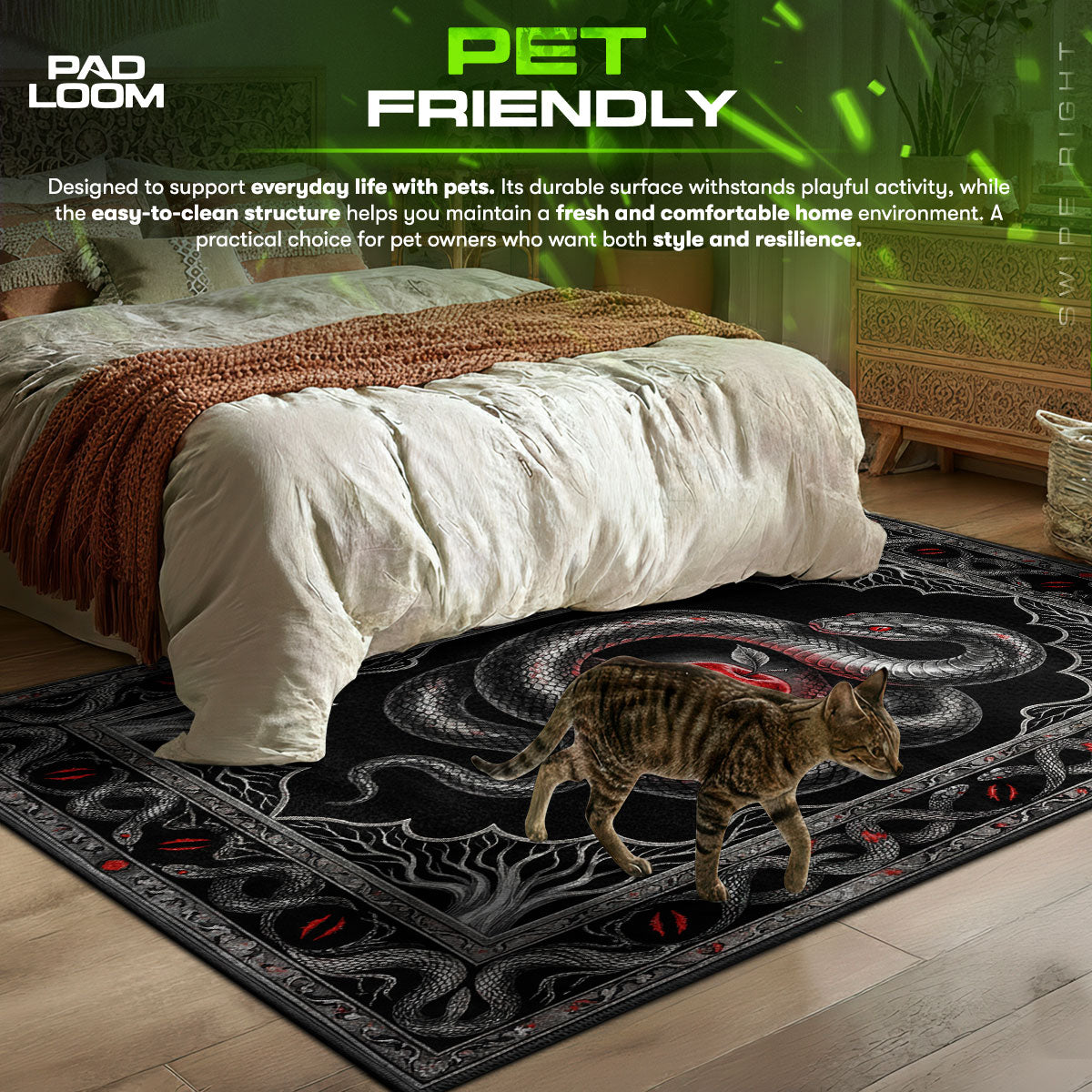 Serpent & themed area rug for Gothic fans
