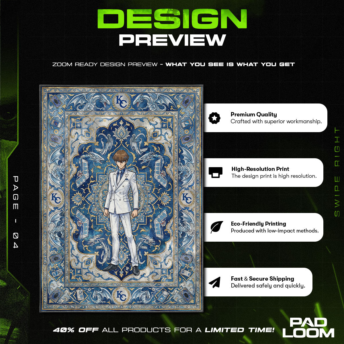 Seto Kaiba Weißer Anzug Teppich - Yu-Gi-Oh! Stuhlunterlage