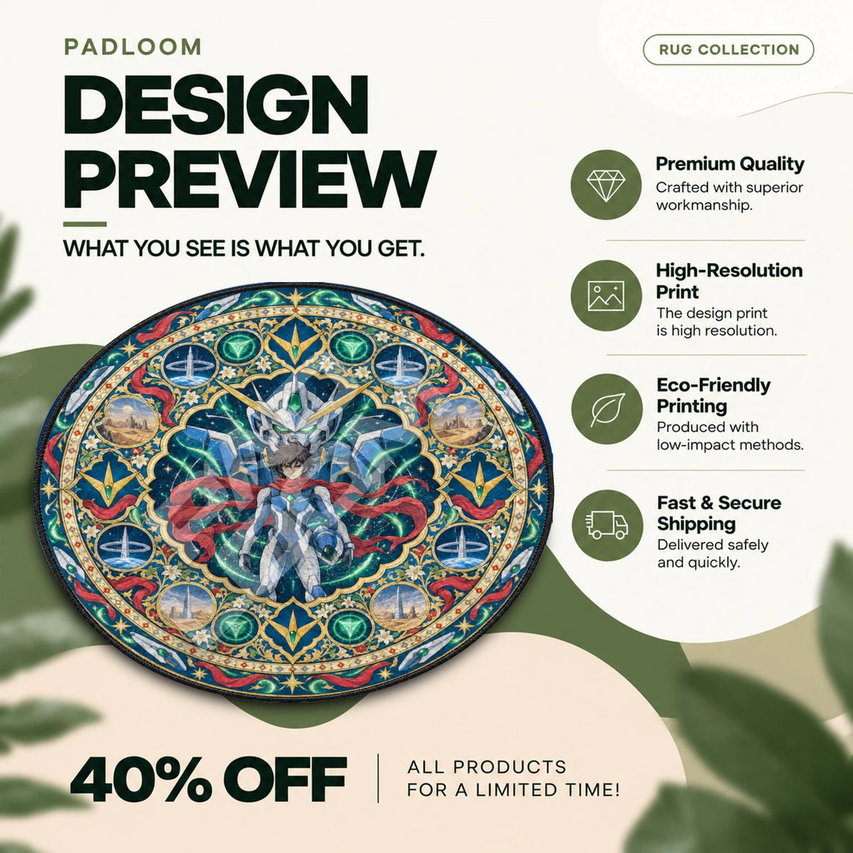 Setsuna Scarf Gundam round rug full design preview