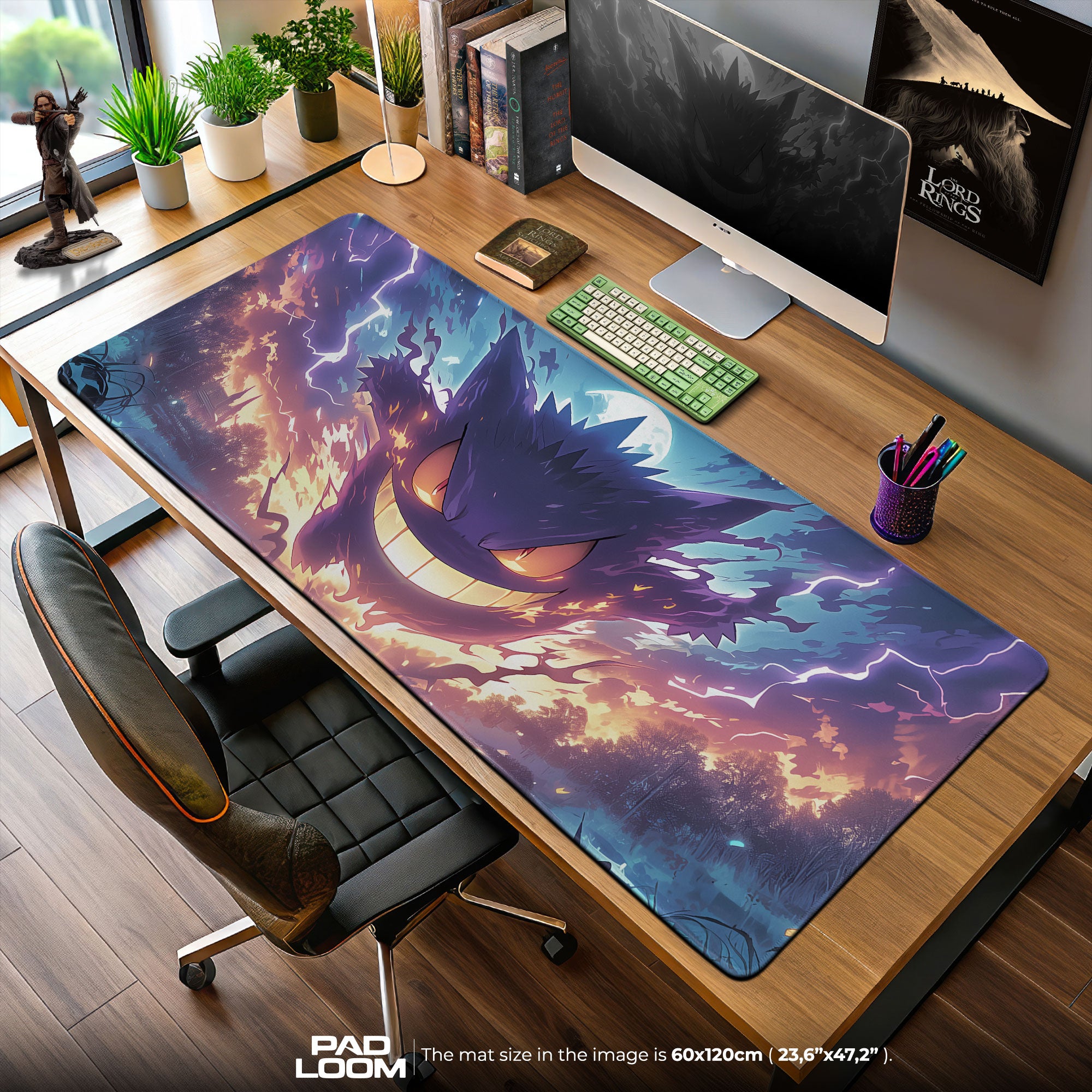 Shadow Gengar Mouse Pad, Ghost Pokémon Gaming Desk Mat