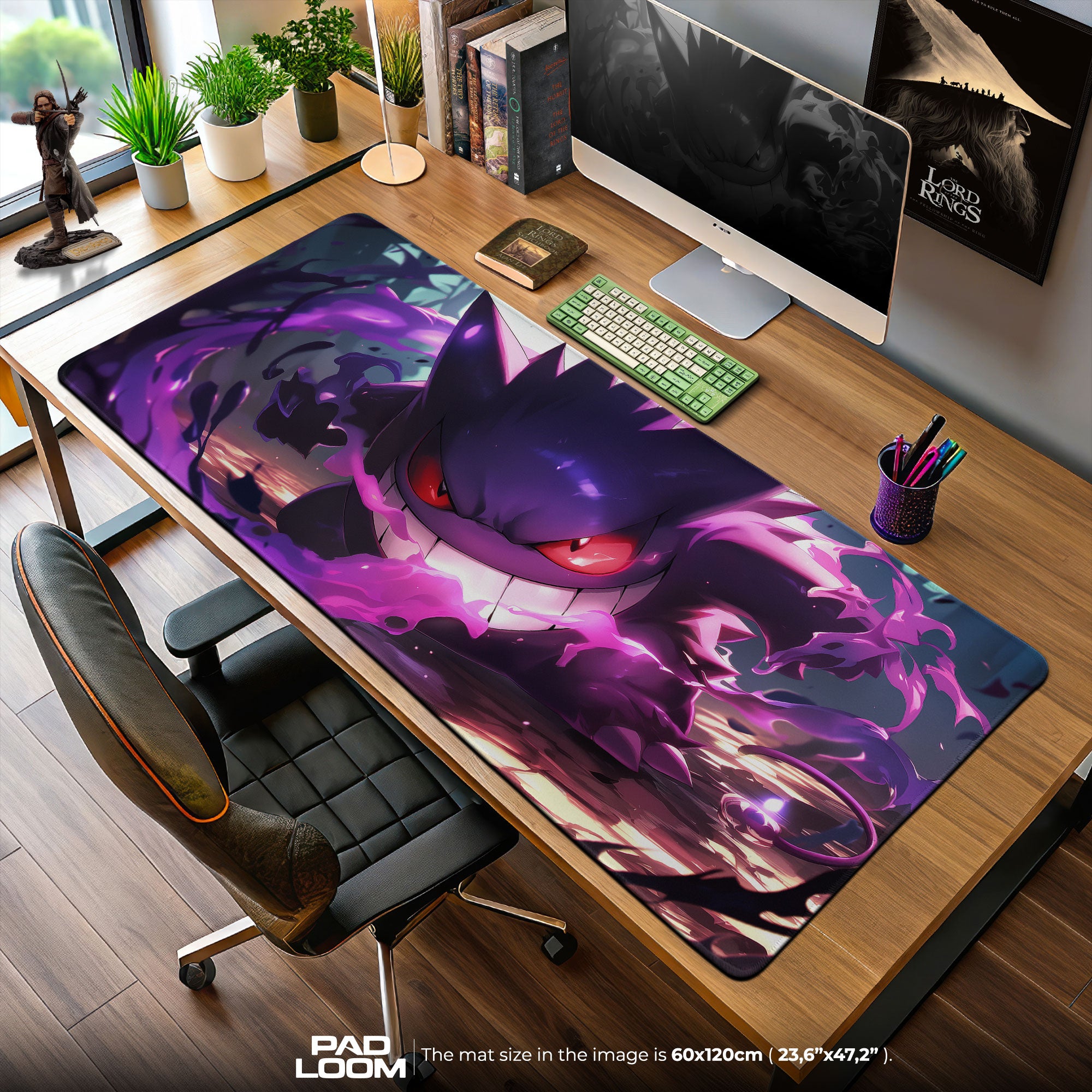 Shadow Surge Gengar Mouse Pad, Ghost Pokémon Gaming Desk Mat