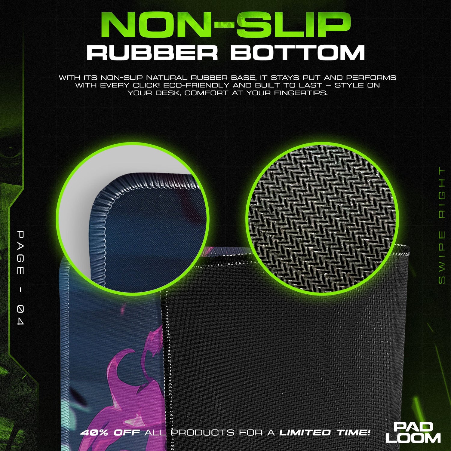 Shadow Surge Gengar Mouse Pad, Ghost Pokémon Gaming Desk Mat Padloom