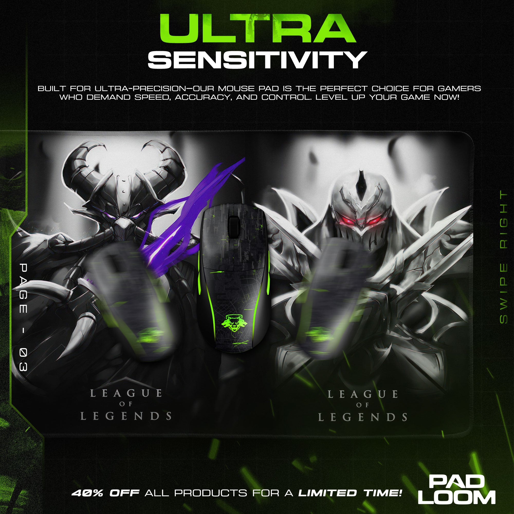 Shadow Triad Mouse Pad, League Dark Assassin Gaming Desk Mat
