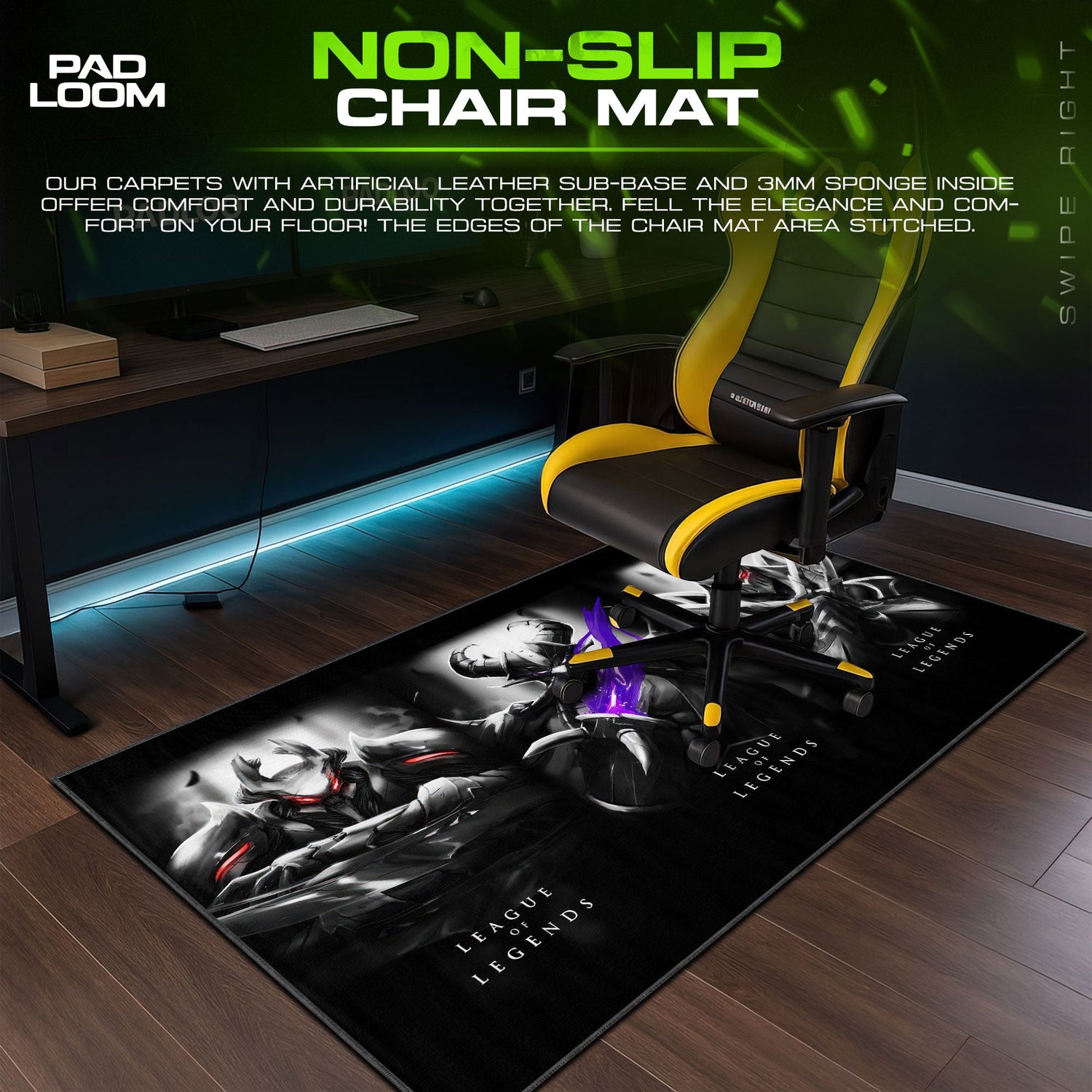 Shadow Triad Mouse Pad, League Dark Assassin Gaming Desk Mat Padloom