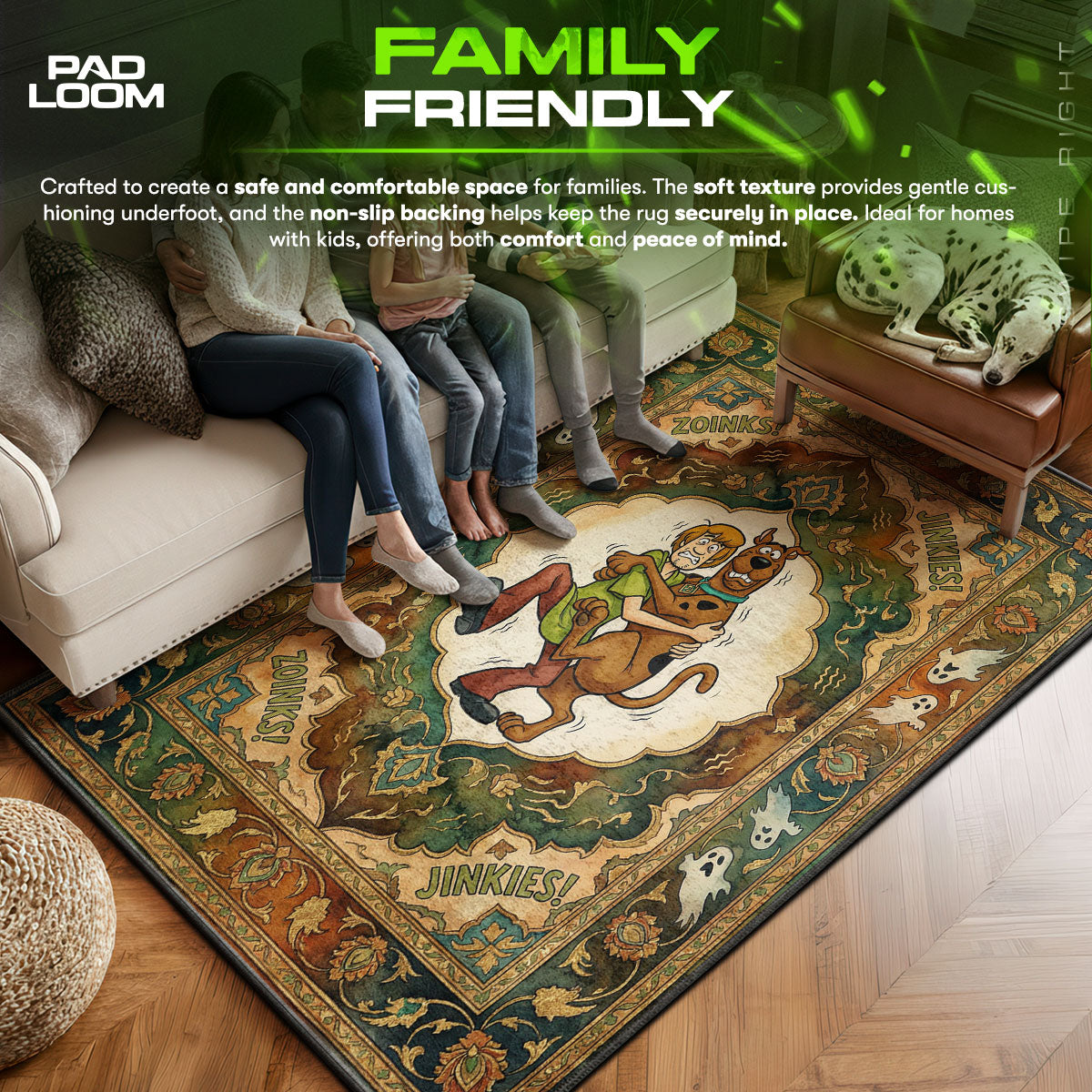 Area character design printed on rug