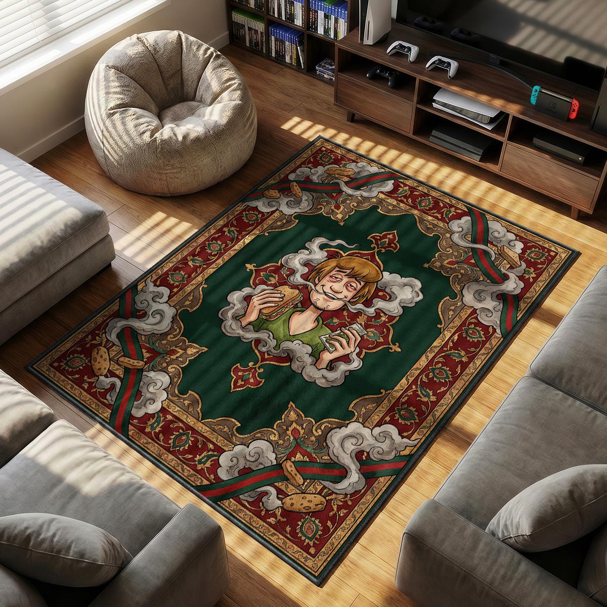 Stoned Shaggy themed area rug for home decor fans