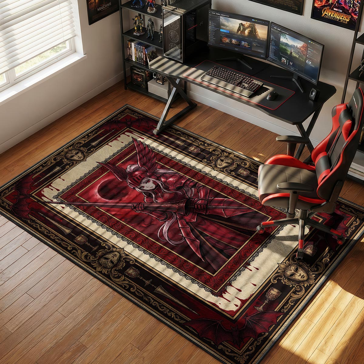 Shalltear Crimson Valkyrie Rug - Overlord Chair Mat