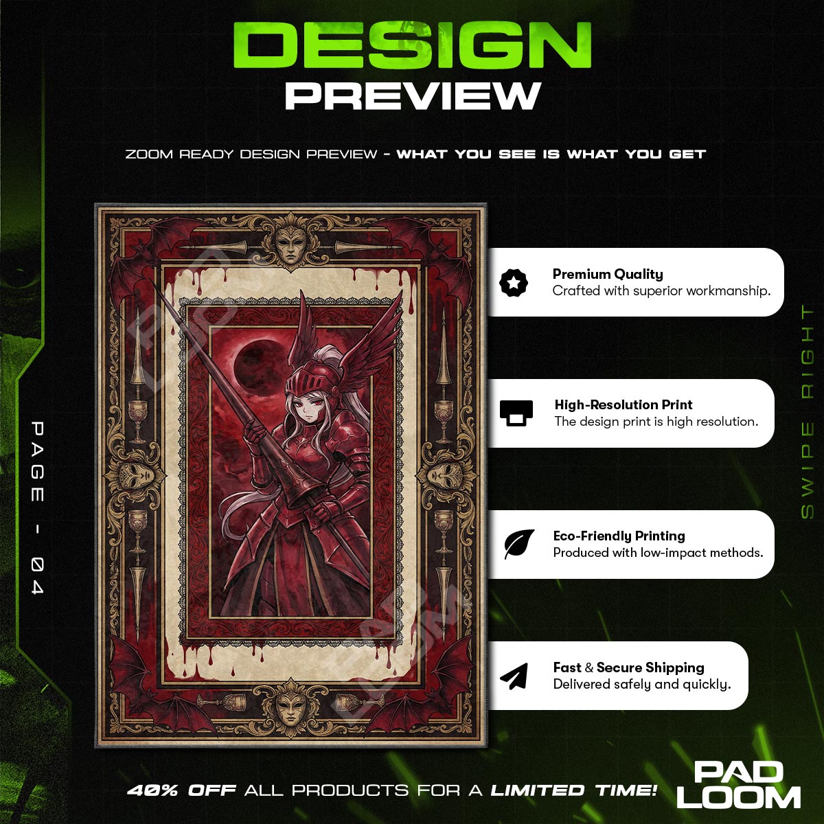 Shalltear Crimson Valkyrie Rug - Overlord Chair Mat
