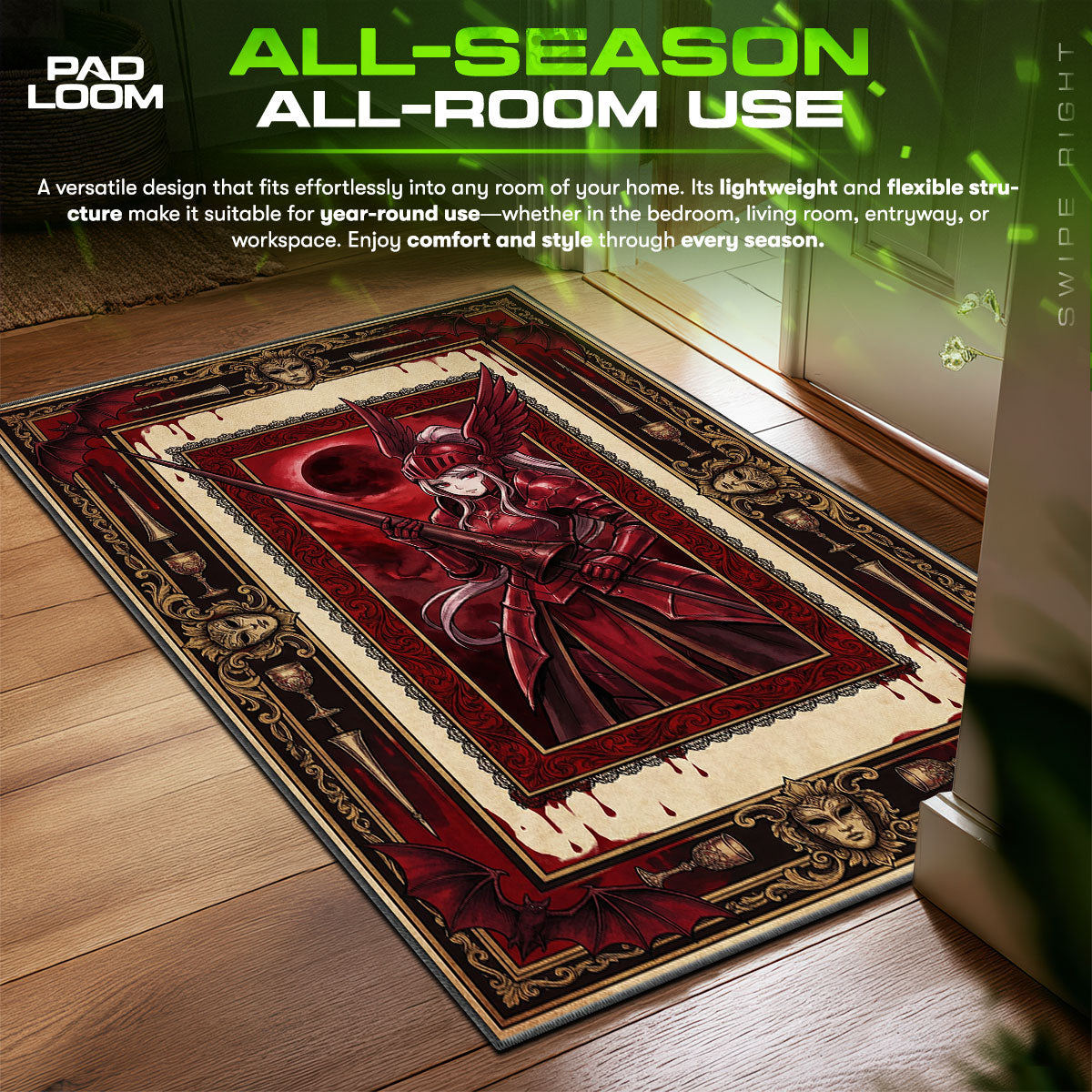 Shalltear Crimson Valkyrie Rug - Overlord Chair Mat