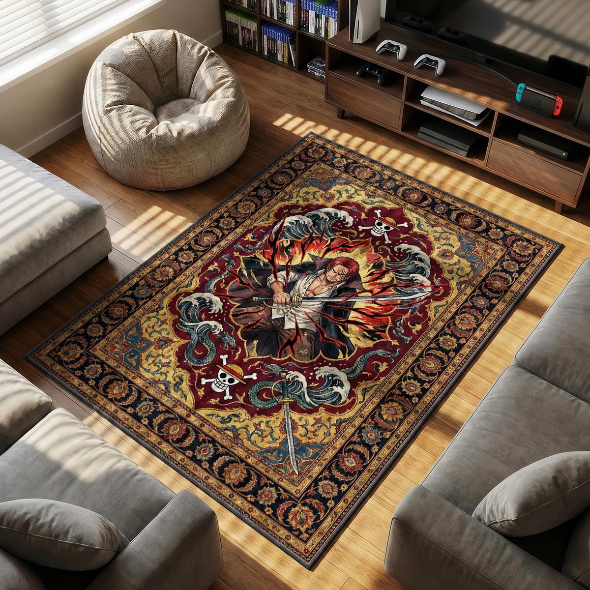Chair character design printed on rug