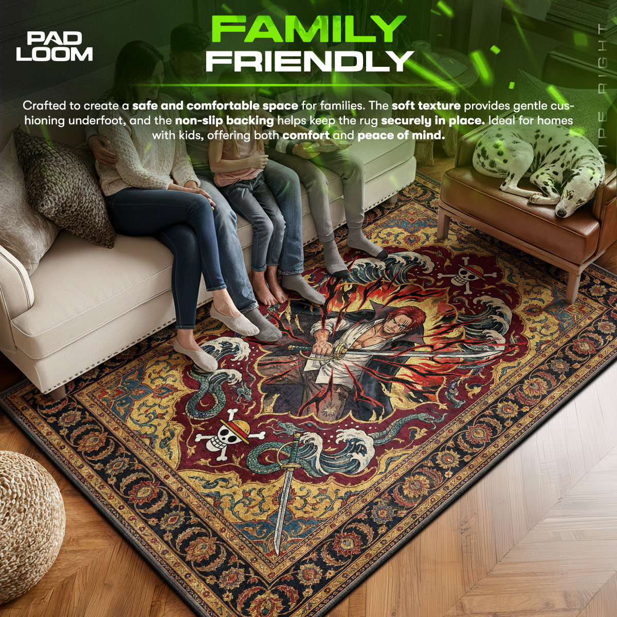 Red Hair Shanks One Piece Chair fan rug — premium quality print