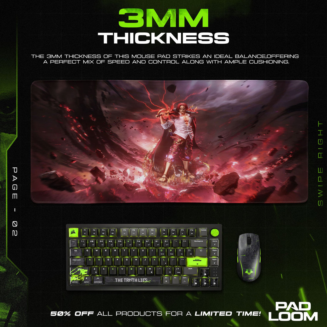 Shanks Mouse Pad - Haki Storm Anime Desk Mat Padloom